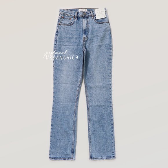 NWT ABERCROMBIE 90s Ultra High Rise Slim Straight Jean Light Blue size 28 - Picture 8 of 16
